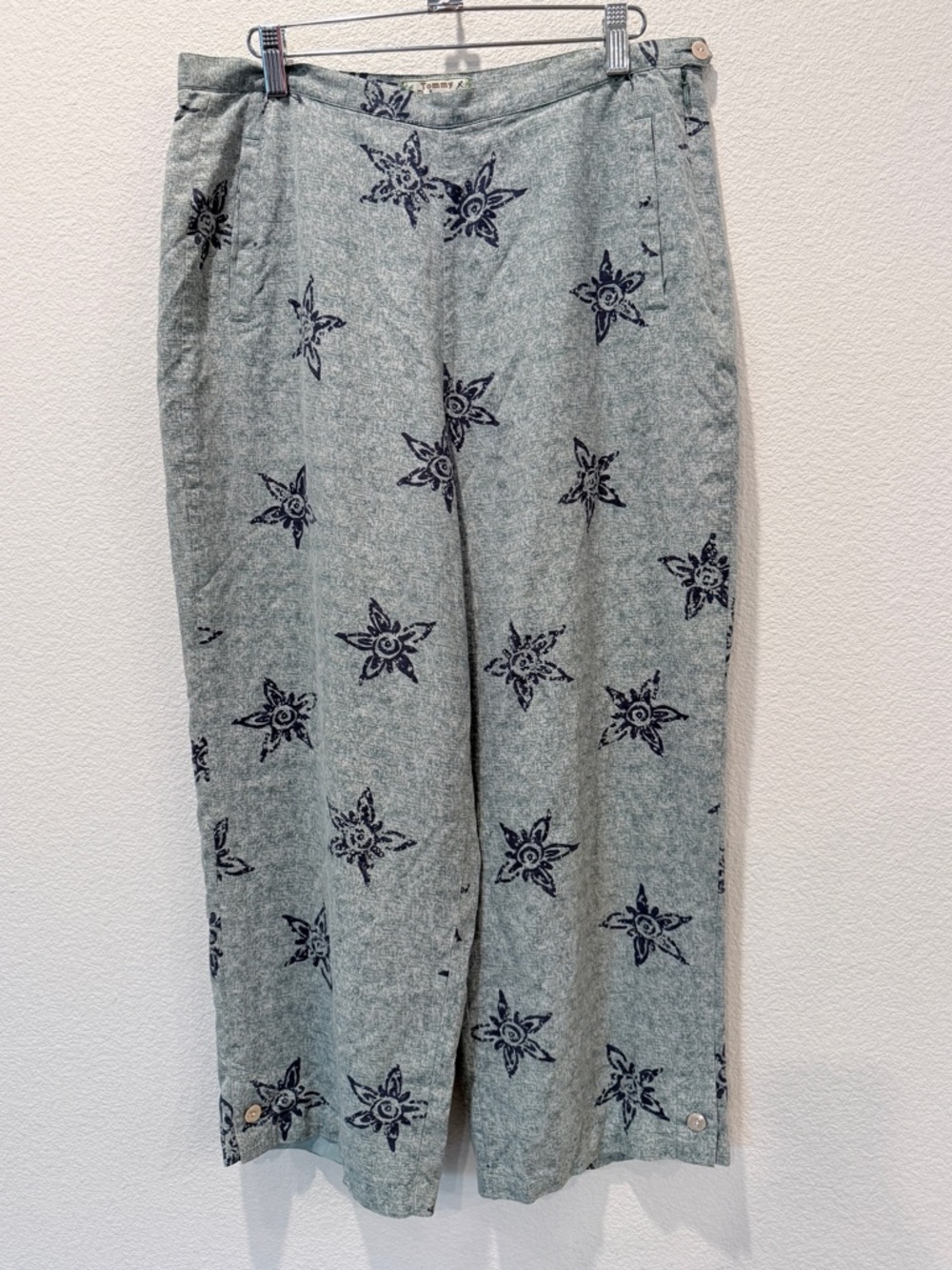 VTG 90s Tommy Bahama Silk Pants Celestial Star Print Resortwear Coastal Grandma